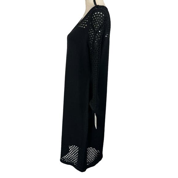 Calvin Klein X-Large Midi Sheath Sweater Dress 3/4 Sleeves Perforated Stretch - Picture 7 of 9